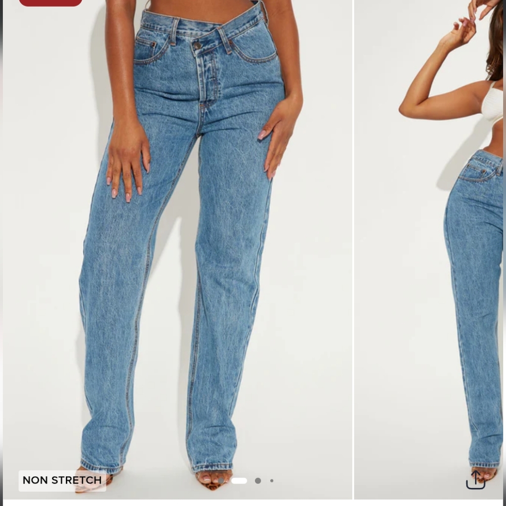 Tall Crossover Straight Leg Jeans - Medium Wash